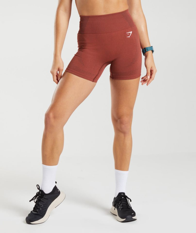 Women\'s Gymshark Vital Seamless 2.0 Shorts Brown | CA 7N8516